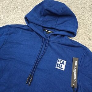 Karl Lagerfeld Men Medium‎ Hoodie Blue Graphic Sleeve Streetwear Modern Fit